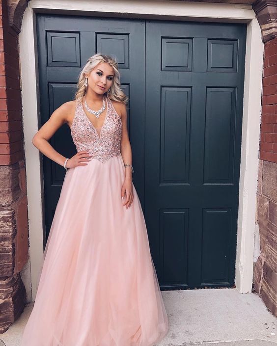 Tulle Prom dress,A-Line Prom Dress,Beading Evening dress,V-Neck Prom Gown cg13332