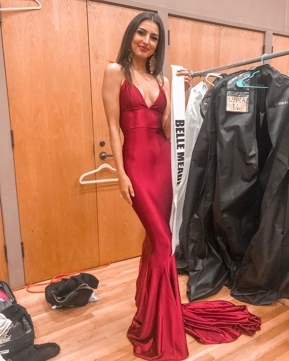 Red Satin Bodycon Mermaid Formal/Prom Dress cg13339