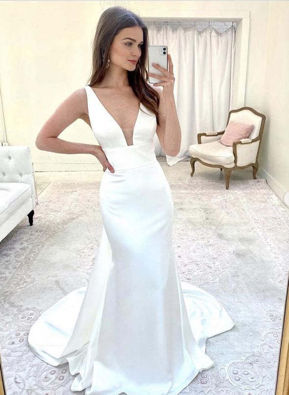 Mermaid v neck long prom dress evening dress cg13364