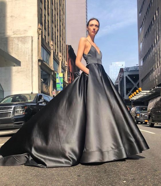 Simple Satin A-line Straps Prom Dress cg13379