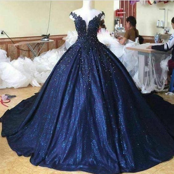 Lace Pearl Beaded V Neck Off Shoulder Ball Gowns prom dress cg13463