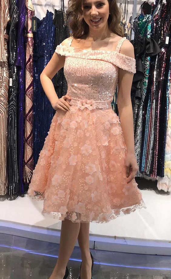 Pink Off The Shoulder Homecoming Dress cg13498