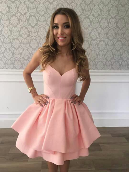 A line V Neck Pink Homecoming Dress cg13632