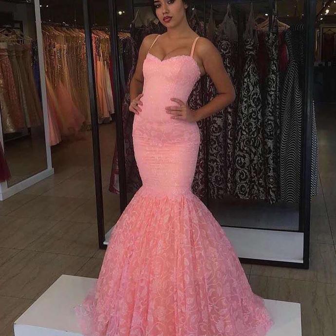 pink prom dresses 2020 sweetheart neckline lace mermaid pink evening dresses cg13645