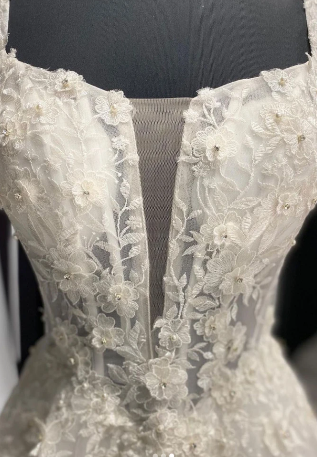 WHITE TULLE LACE LONG PROM DRESS WHITE TULLE FORMAL DRESS cg13705