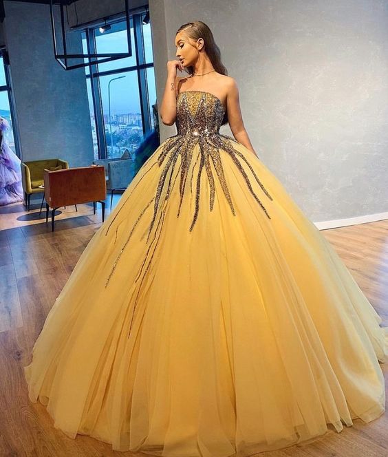 Absolutely stunning yellow ball gown Prom Dress cg13714