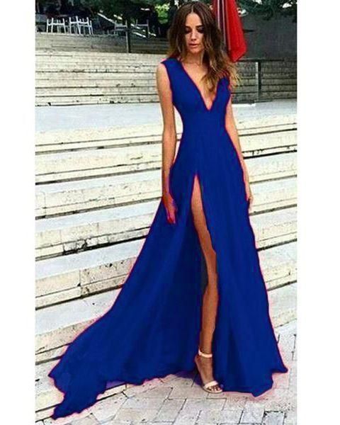 royal blue prom dresses with high slit cg13763