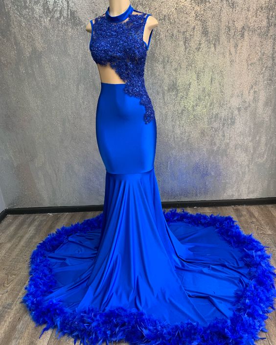 Sheath Royal Blue Mermaid Sleeveless Long Prom Dresses cg13868