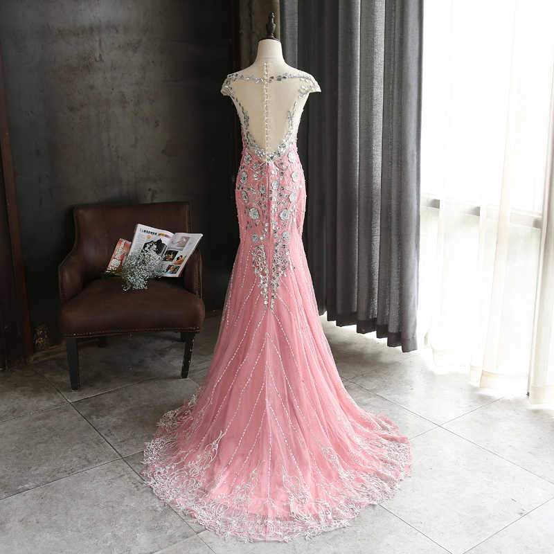 Pink Lace Mermaid Sequins With Lace Applique Party Dress, Pink Long Prom Dress Party Dress cg13900