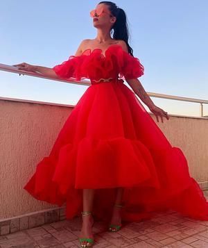 Organza Red Prom Dress , Charming Prom Dress cg13937