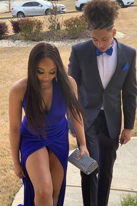 Sexy Royal Blue Halter Sleeveless Evening Party Dresses prom Gown cg14042