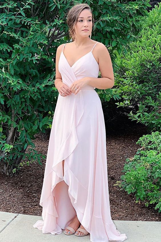 Straps Pink Long Prom Dress cg14254