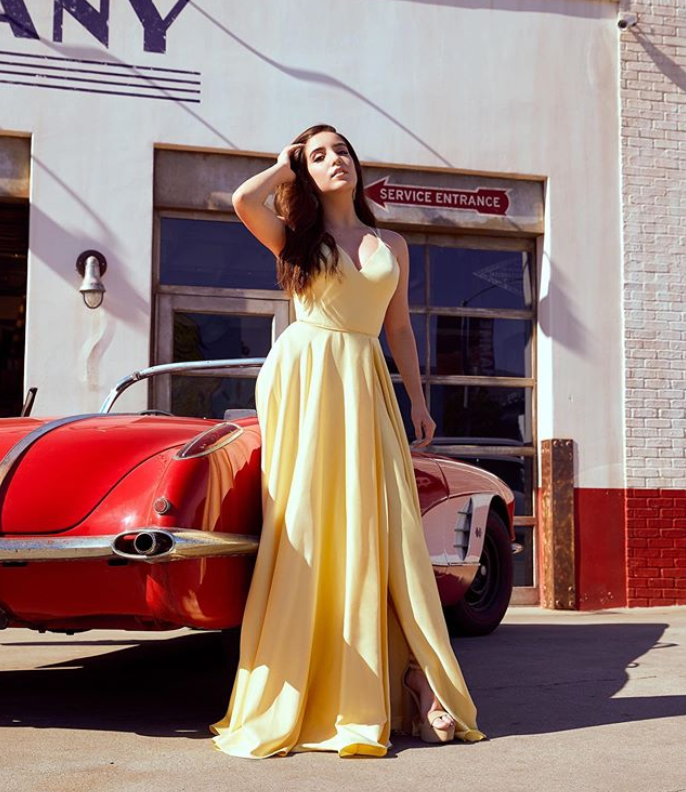 Yellow Prom Dress,A-Line Prom Gown,Spaghetti Straps Evening Dress,Satin Prom Gown cg14303
