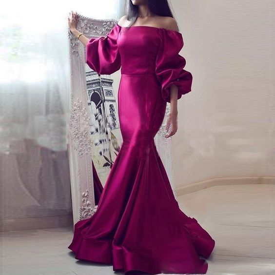 Quality Fuchsia Satin Mermaid Prom Gowns cg14388
