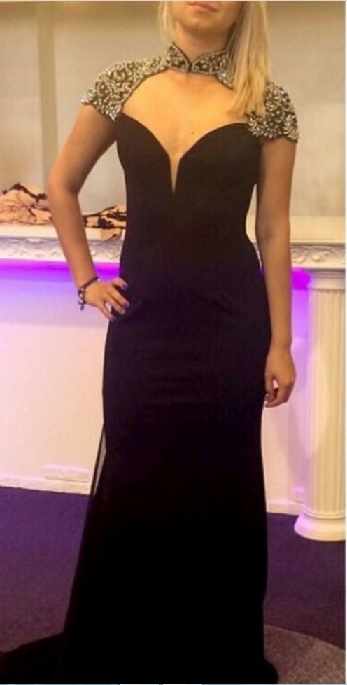 Black Queen Anne Beading Sheath Prom Dresses cg14413