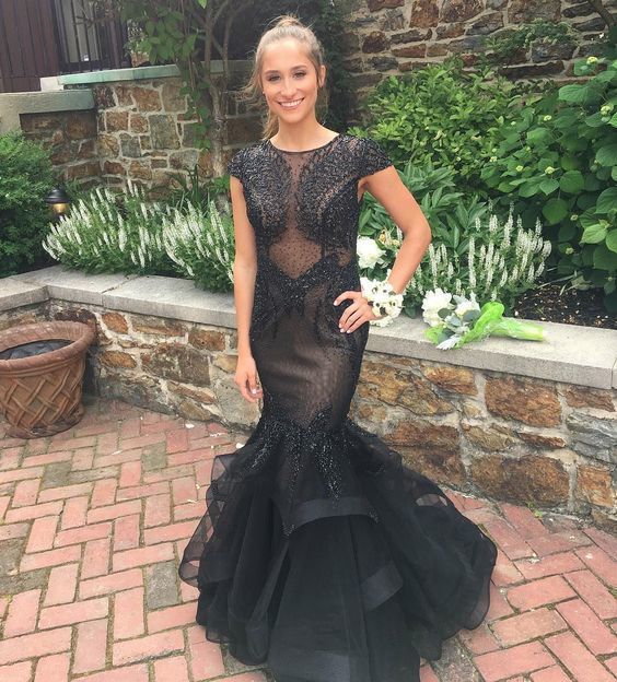 Charming Prom Dress,Black Mermaid Evening Dress,Formal Evening Gown cg14567