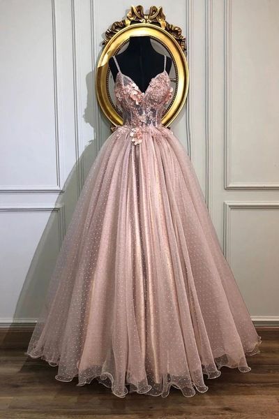 Pink Tulle Sweetheart Long prom Dress, Pink Customize Evening Dress cg14626