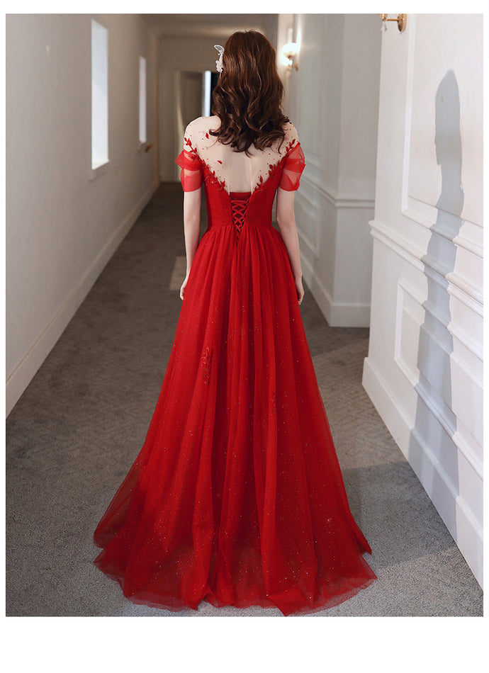 Charming V-Neck Appliques A-Line Prom Dresses, Evening Dress Prom Gowns cg14688
