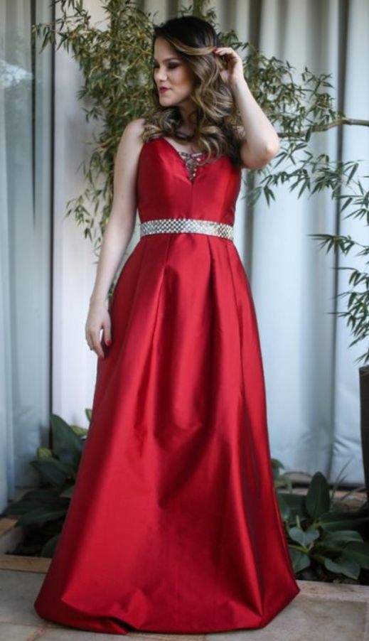 A Line Beading Crystals Evening Dresses, Red Prom Dress cg14735
