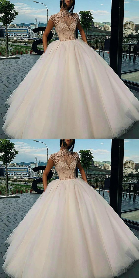 Cap sleeve ball gown prom dresses beaded elegant prom gown cg14923