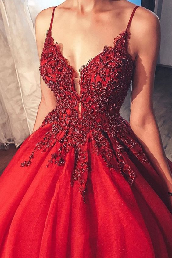 gorgeous red ball gown with beaded bodice Prom Dresses cg15110
