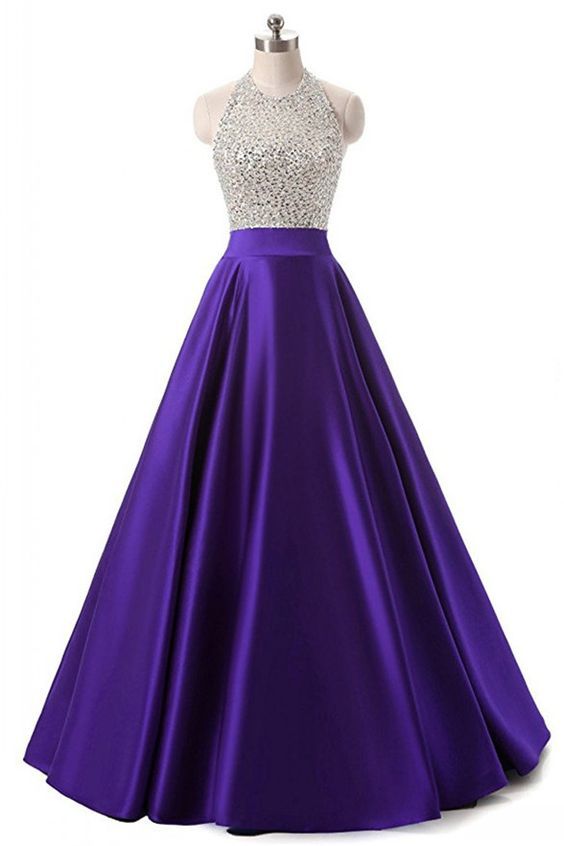 HIGH QUALITY, PURPLE ,SATIN ,BEADED, LONG PROM DRESSES cg15157