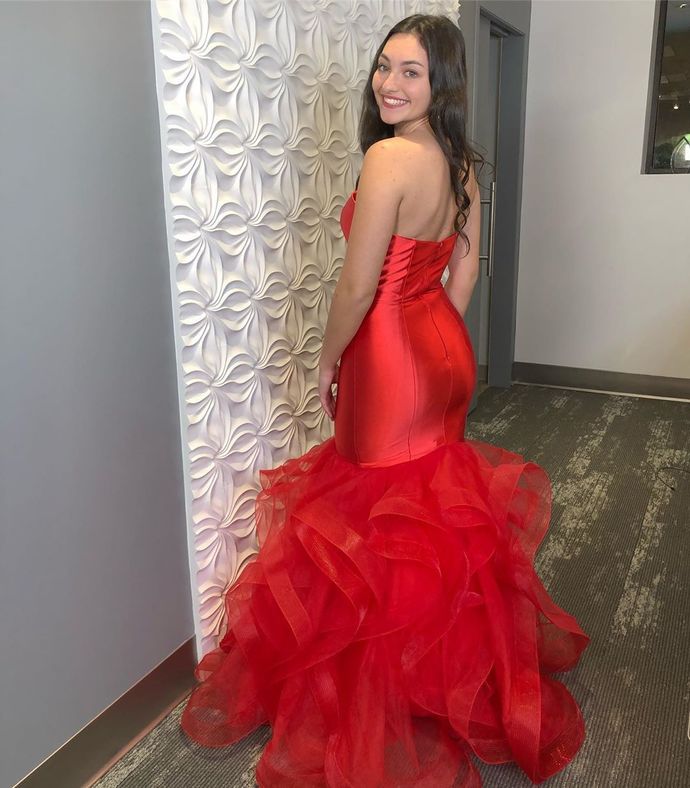 Mermaid Red Prom Dresses, Long Prom Dress, Prom dress cg15240