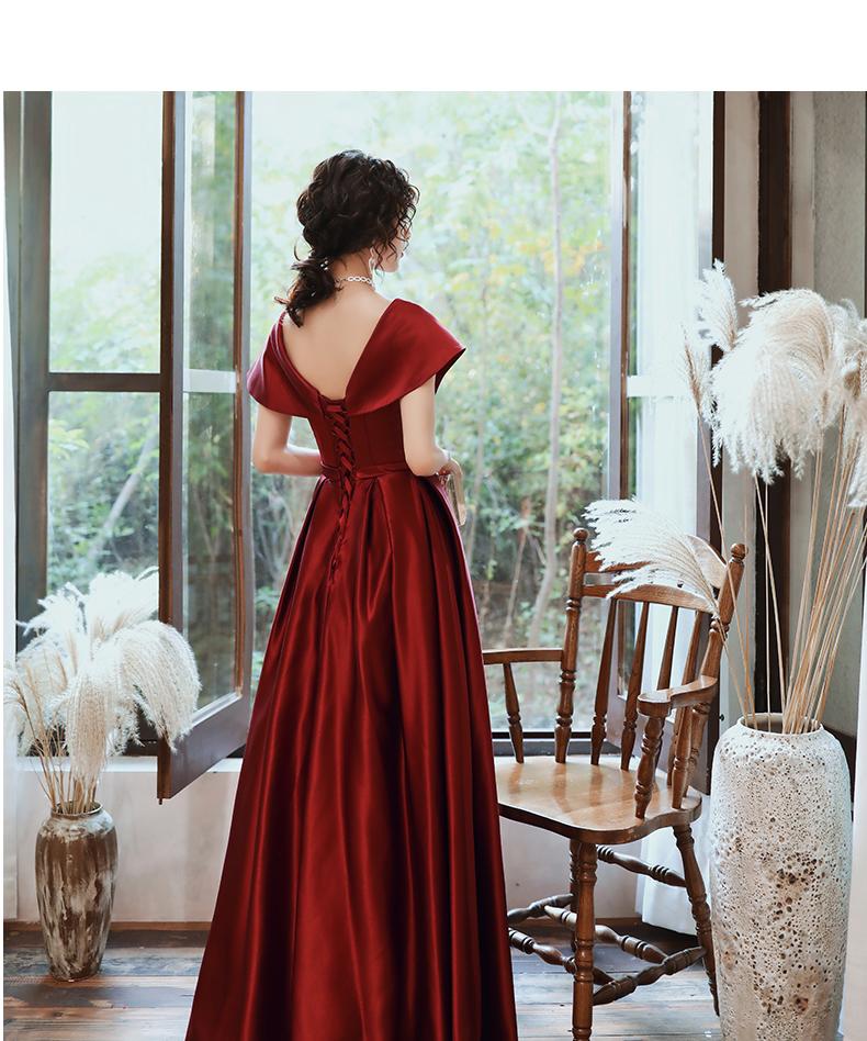 Fashionable Wine Red Satin A-Line Floor Length Junior Prom Dress, Long Evening Dress cg15303
