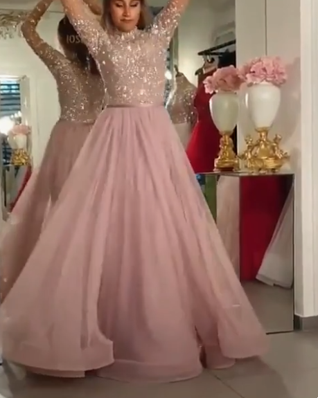 High Neck Long Sleeves Muslim Evening Dress 2020 Elegant Prom Dresses cg15341