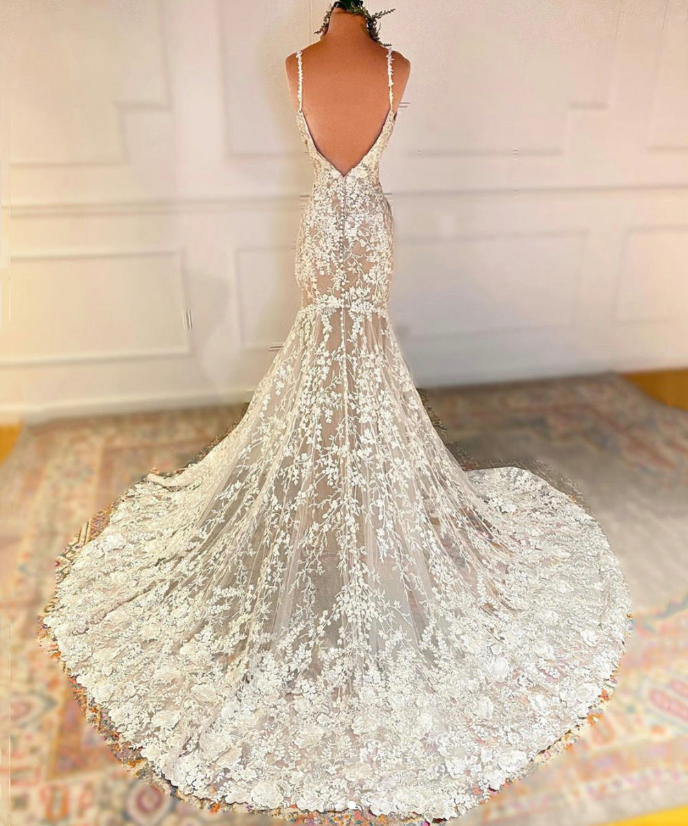 MERMAID LACE LONG PROM DRESS FORMAL DRESS cg15354