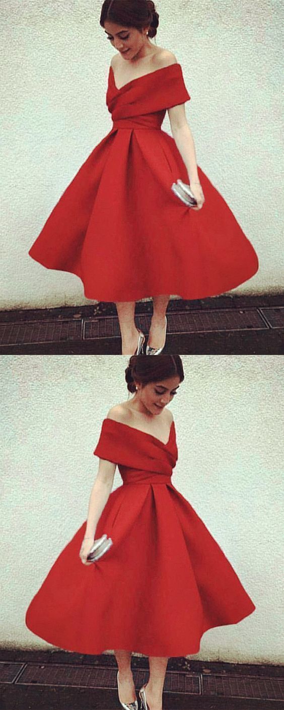 Off The Shoulder Red Satin Prom Dresses cg15388