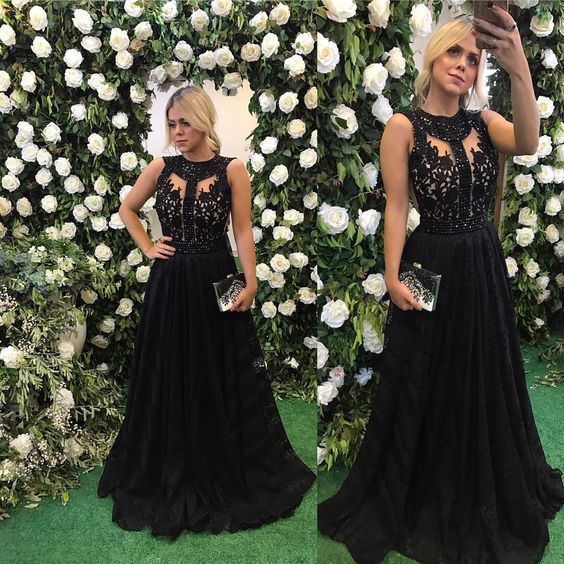 Black Tulle Prom Dress With Lace Top cg15437