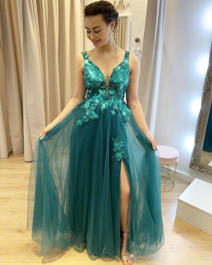 Charming V-Neck A-Line Prom Dresses,Long Prom Dresses,Cheap Prom Dresses cg15450