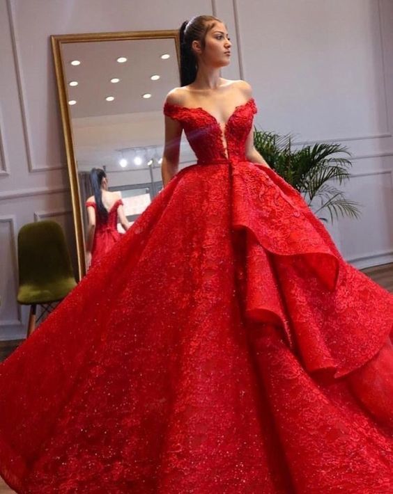 Off the Shoulder Red Prom Dresses Birthday Gown cg15536