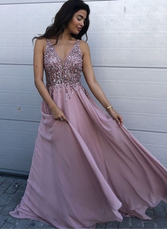 v neck long prom dress formal dress cg15544