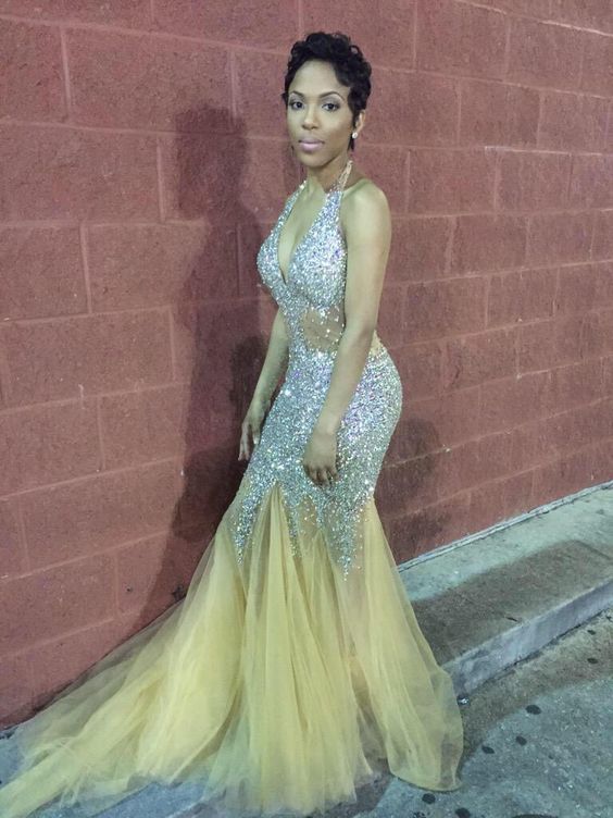 mermaid beaded long Prom Dress cg15597