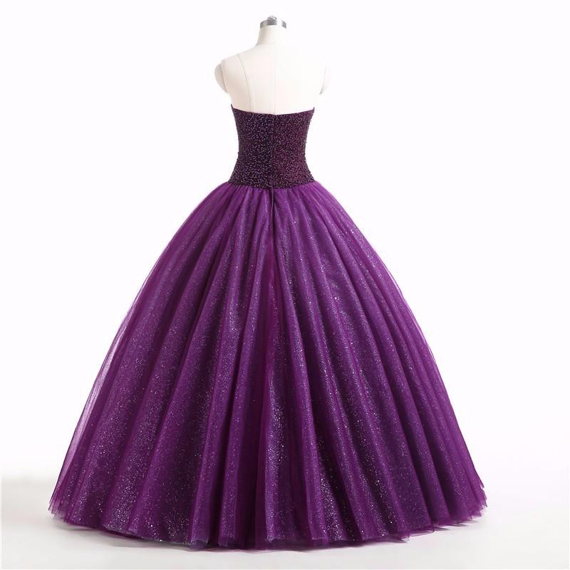 Gorgeous Purple Beaded Tulle Ball Gown Sweet 16 Dress, Purple Quinceanera Dress Prom Dress cg15680