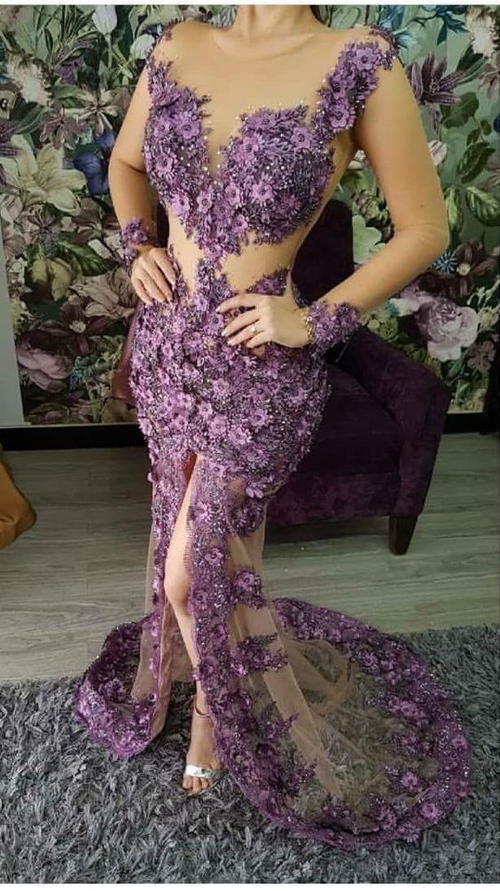 Purple Mermaid Long Prom Dress, Charming Prom Dress cg15696