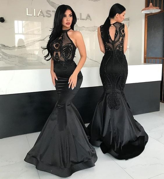black Long Prom Dress Formal Evening Dresses cg15718