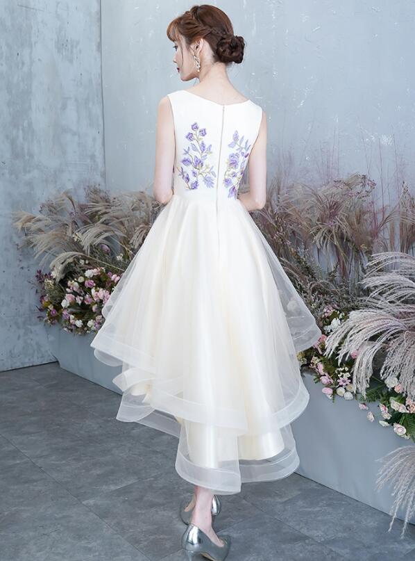 Lovely High Low Champagne Party Dress, Cute Short Homecoming Dress cg15745