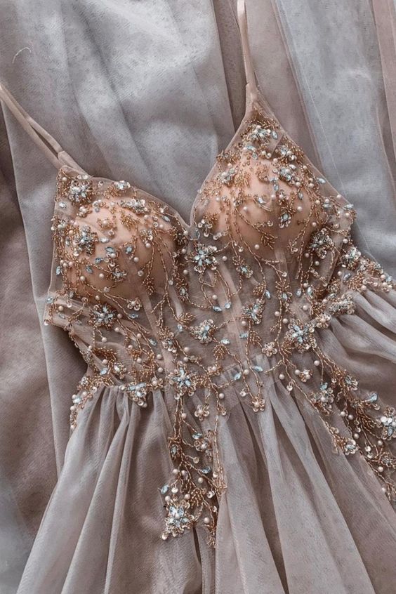 elegant straps beaded rosewood tulle long evening dress prom gown cg15800