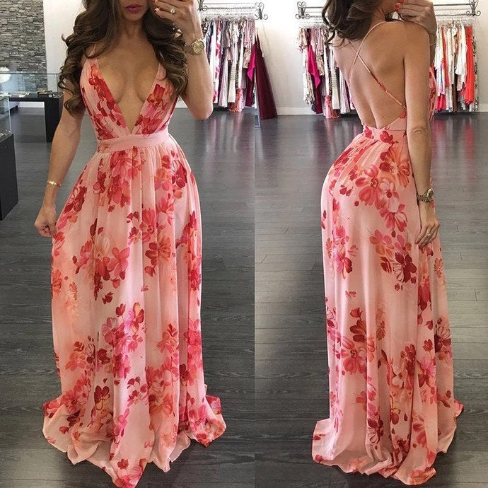Newest Deep V-Neck A-Line Prom Dresses,Long Prom Dresses,Cheap Prom Dresses cg15804