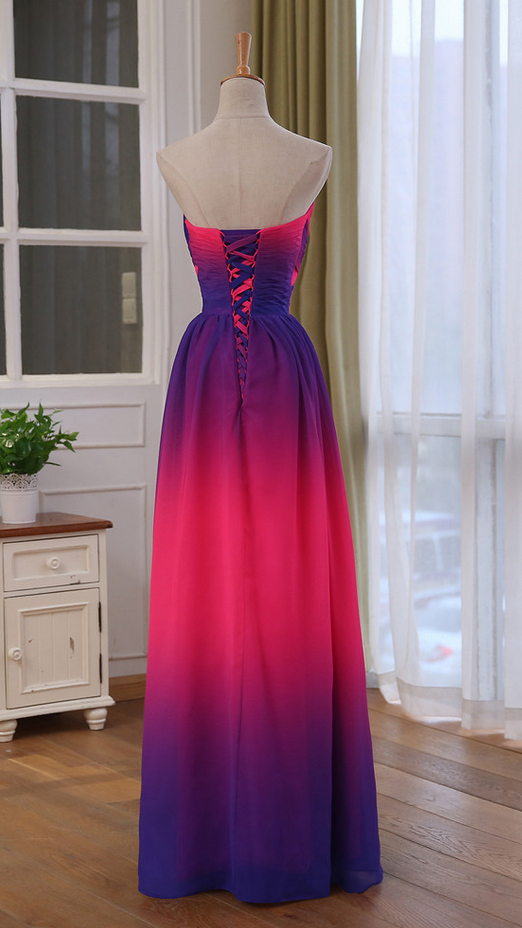 Pretty Gradient Sweetheart Beaded Long Party Dress, Pink And Purple Evening Dress cg15815
