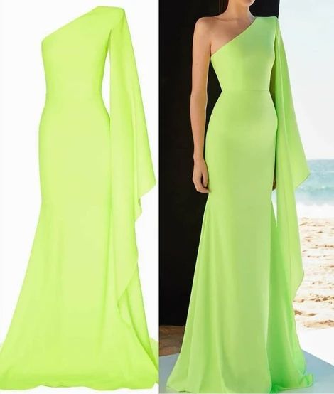 Slim Long Chiffon Prom Dress with One Shoulder cg15828