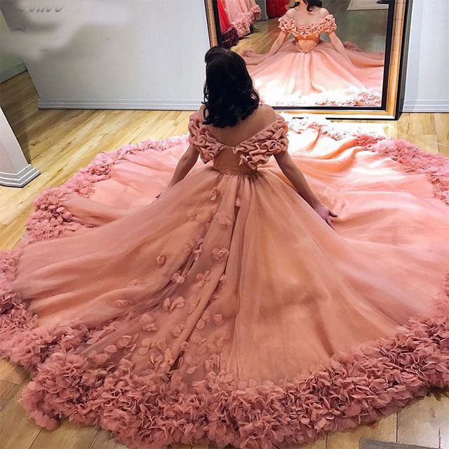 Blush Pink Prom Dresses Birthday Gown with Appliques cg15898