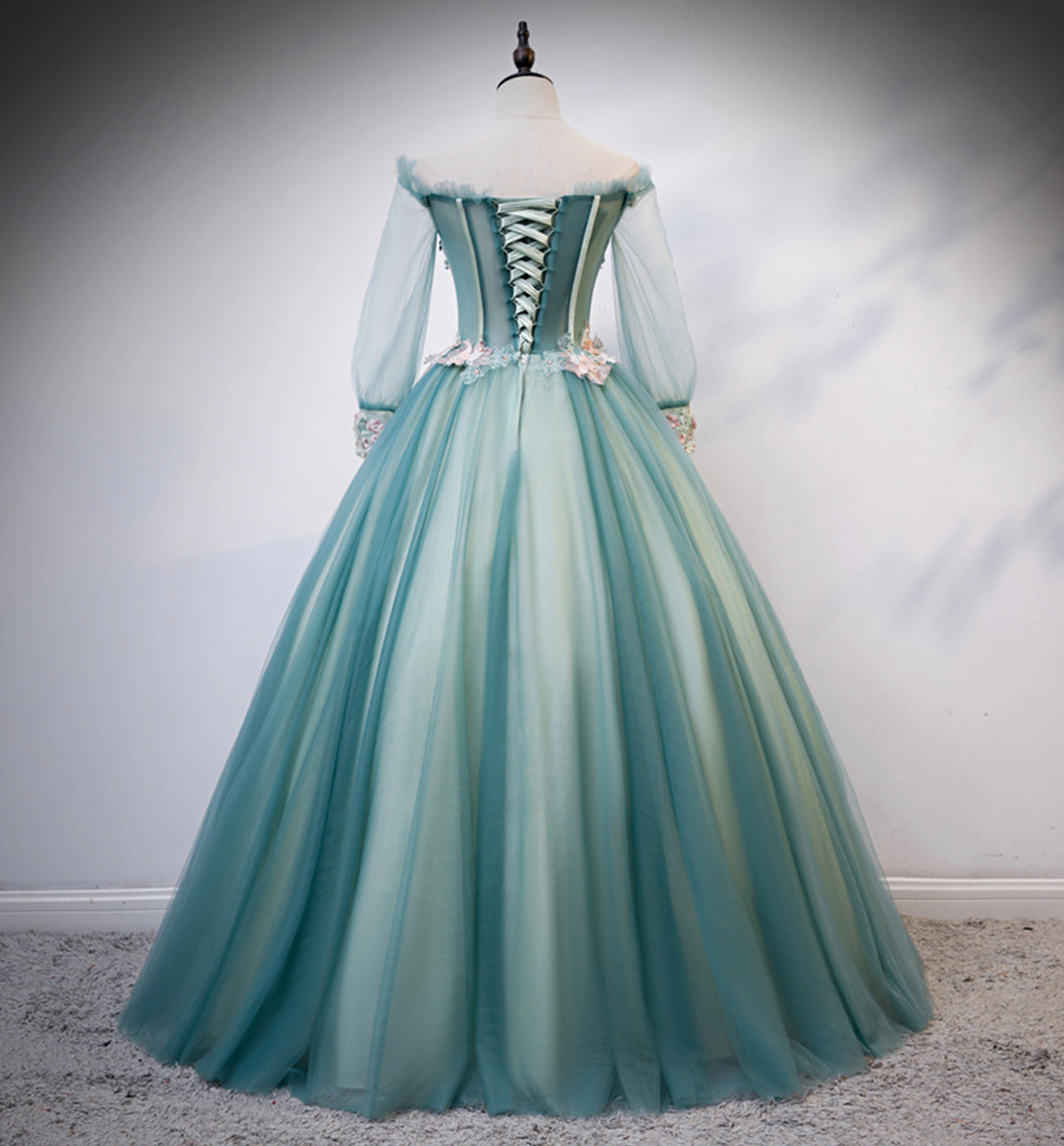 GREEN TULLE LACE LONG BALL GOWN DRESS FORMAL DRESS, prom dresses cg15917