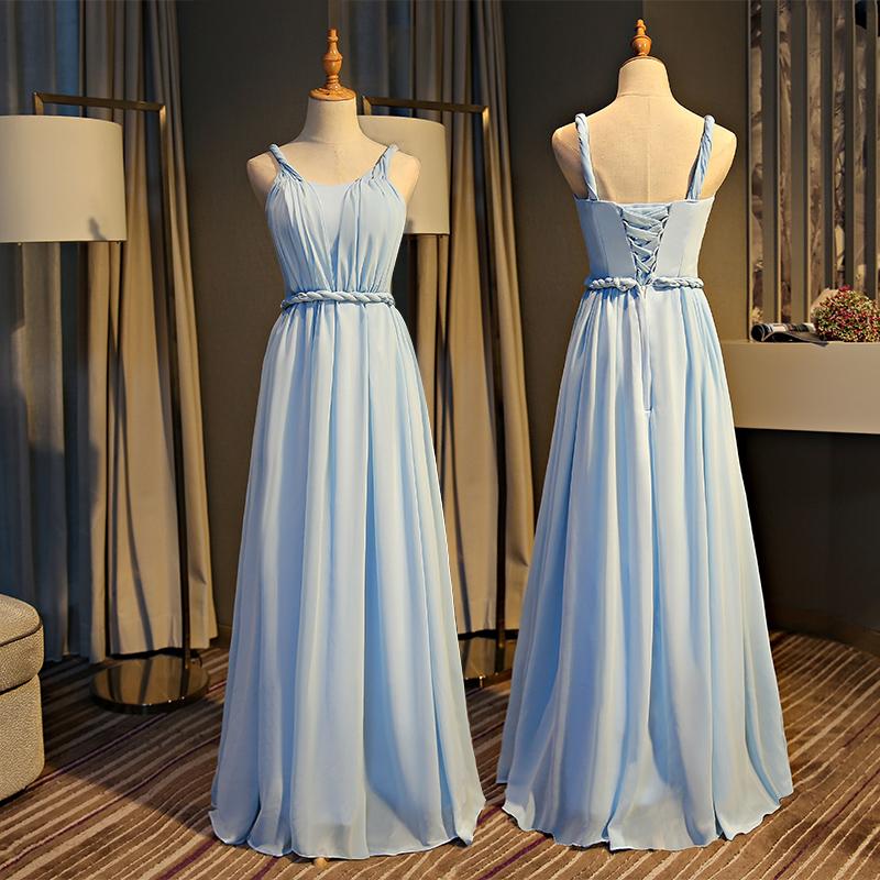 Light Blue Chiffon New Style Floor Length Party Dress, Blue Prom Dress cg15937