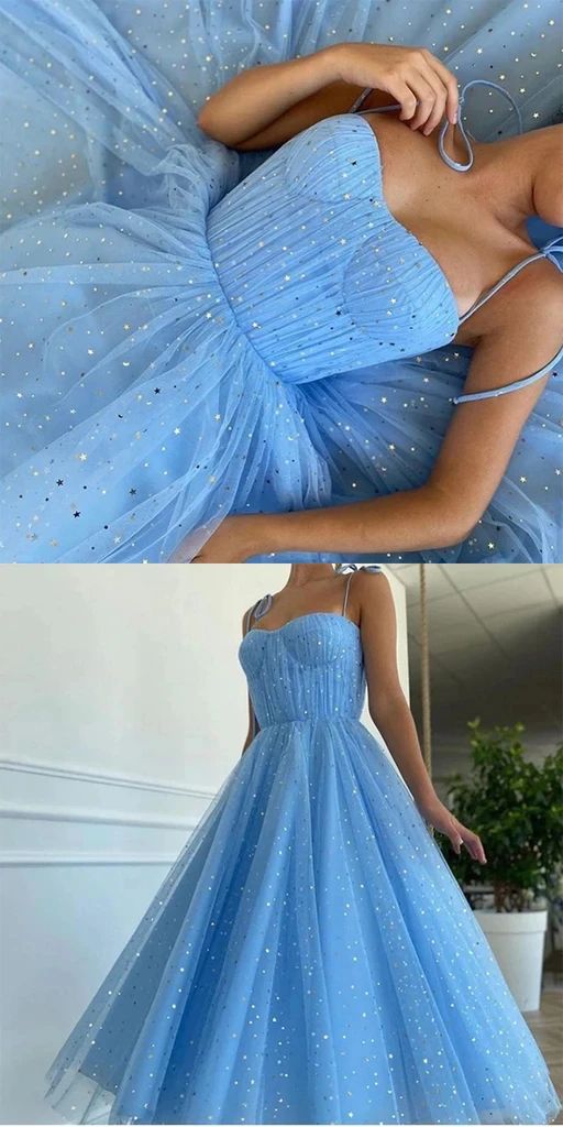 Elegant Blue Sweetheart Dot Net Prom Dress Hot Sale Sleeveless Sequin cg15972