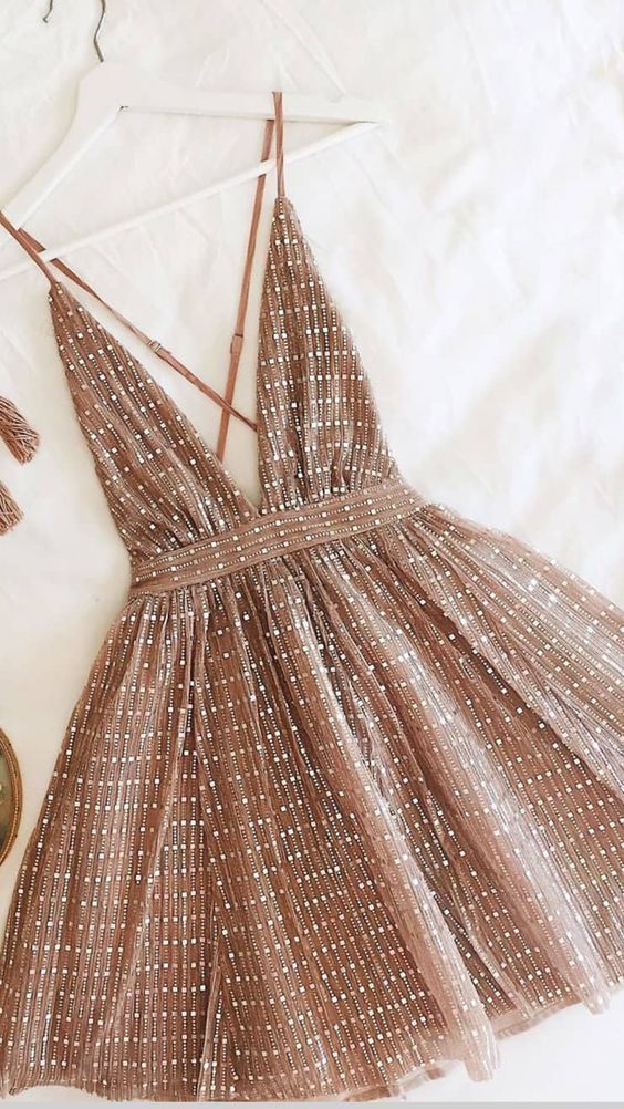 Princess V neck Champagne Tulle Short Homecoming Dress cg16174