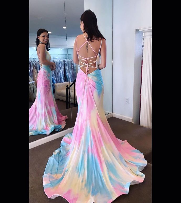 Mermaid Tie Dye Long Prom Dress cg16324